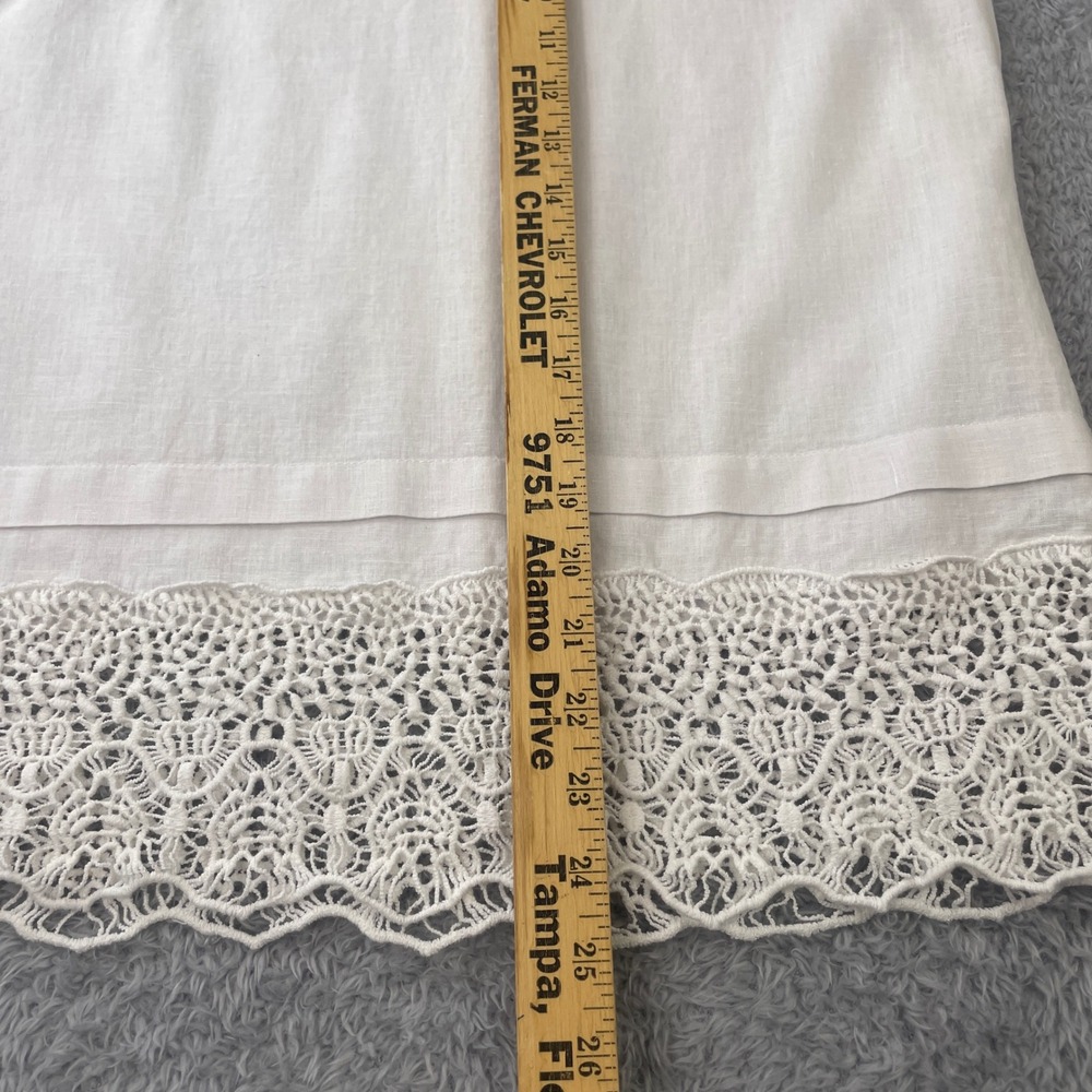 Cynthia Rowley Tank Top Womens l White Linen Blend Crochet Lace‎ Hem Boho Chic - Picture 9 of 9